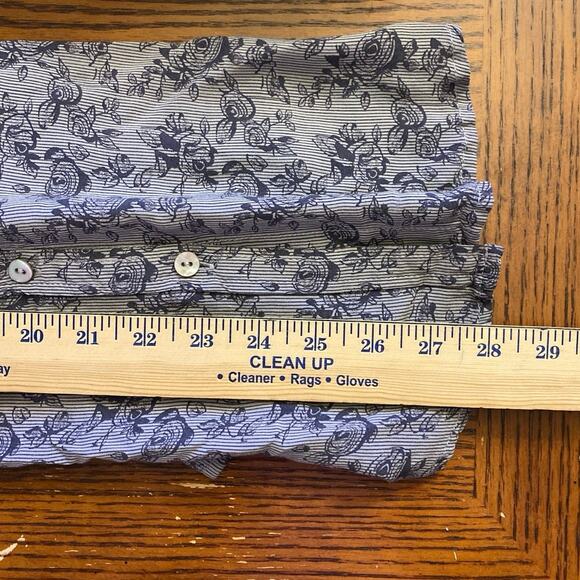 About A Girl Boho Crochet open back button up floral rose print L Pocket Western - Picture 9 of 12